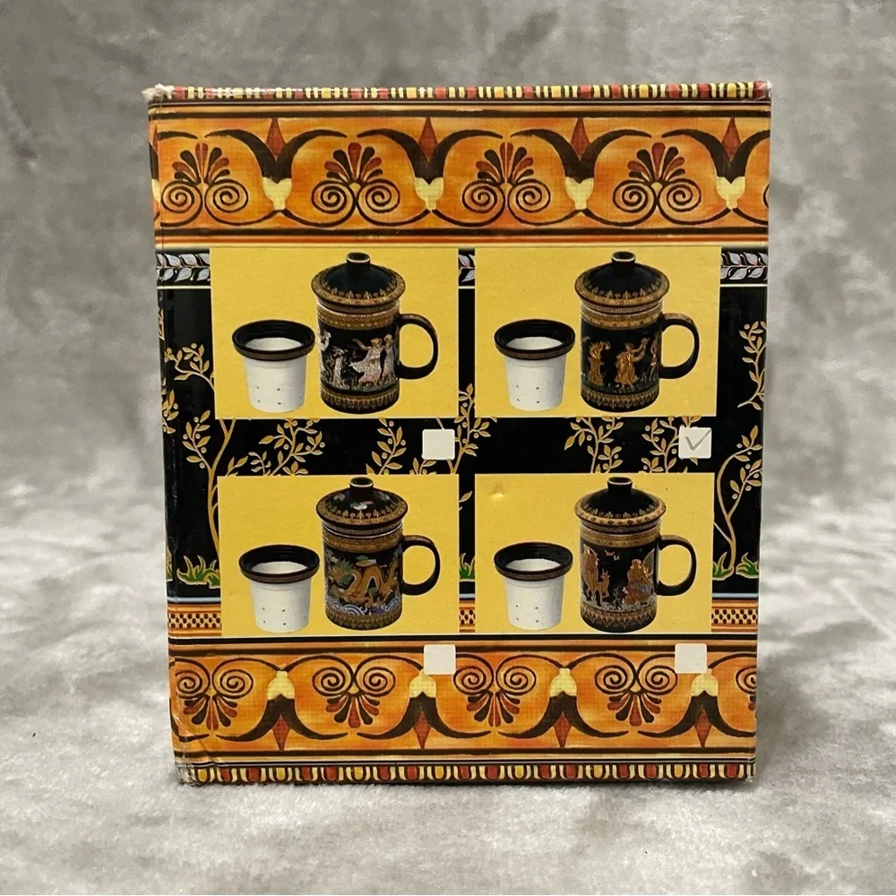 Creative Ceramics Bona Dea Black Gold Greek Motif Mug Mythology Coffee Cup